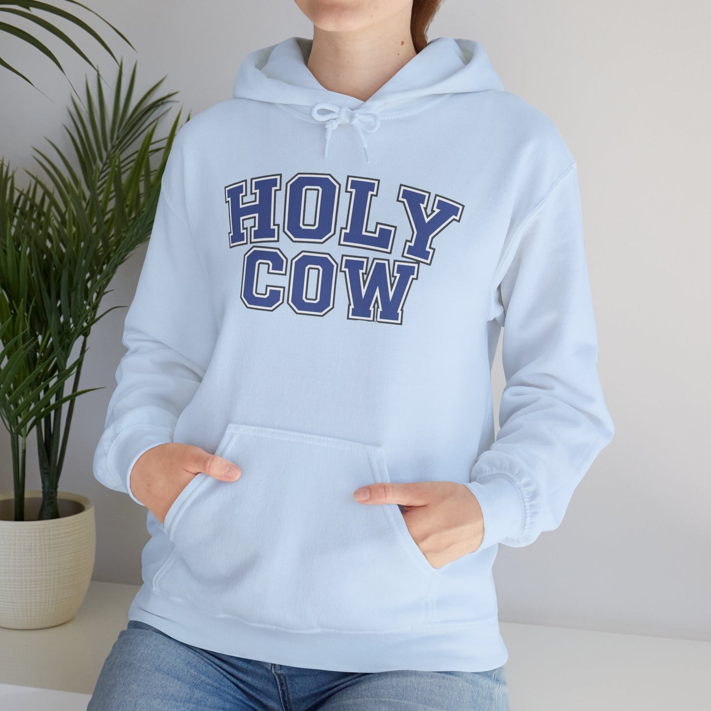 Holy Cow Collegiate Hoodie — Retro Mascot Letterman Style