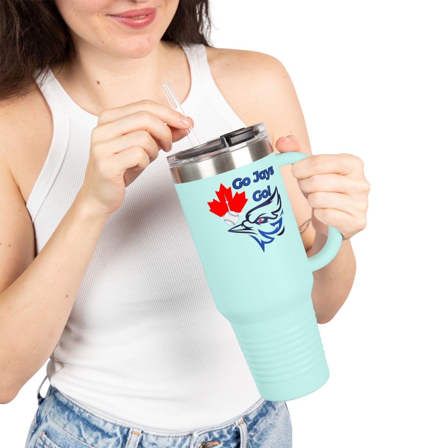 Go Jays Go! 40oz Insulated Travel Mug — Stainless Steel Baseball Fan Tumbler