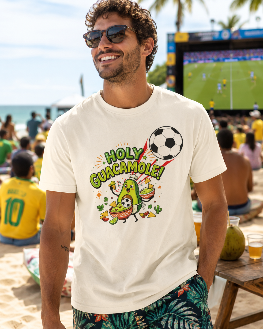 Holy Guacamole Soccer T-Shirt — Funny Avocado Football Fan Tee