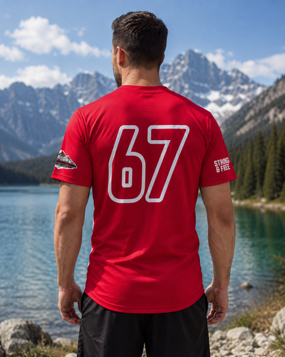 Canada True North Mountain Baseball Jersey | Red Maple Leaf Canada Heritage Sports Shirt