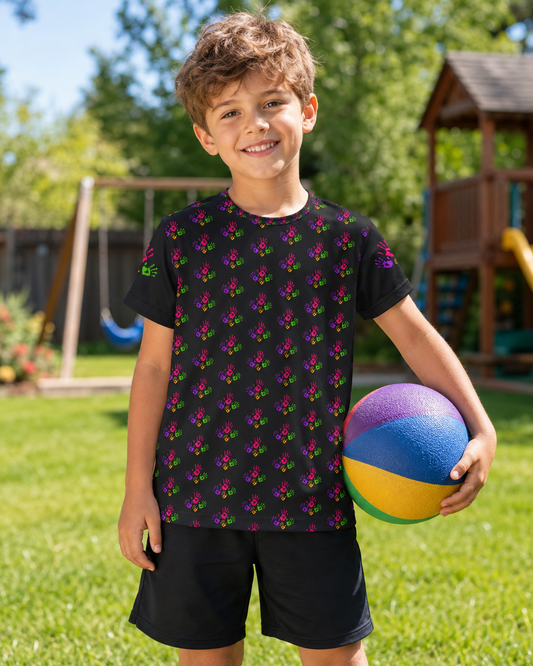 **Colorful Handprint Kids Active Shirt — All-Over Print Jersey**