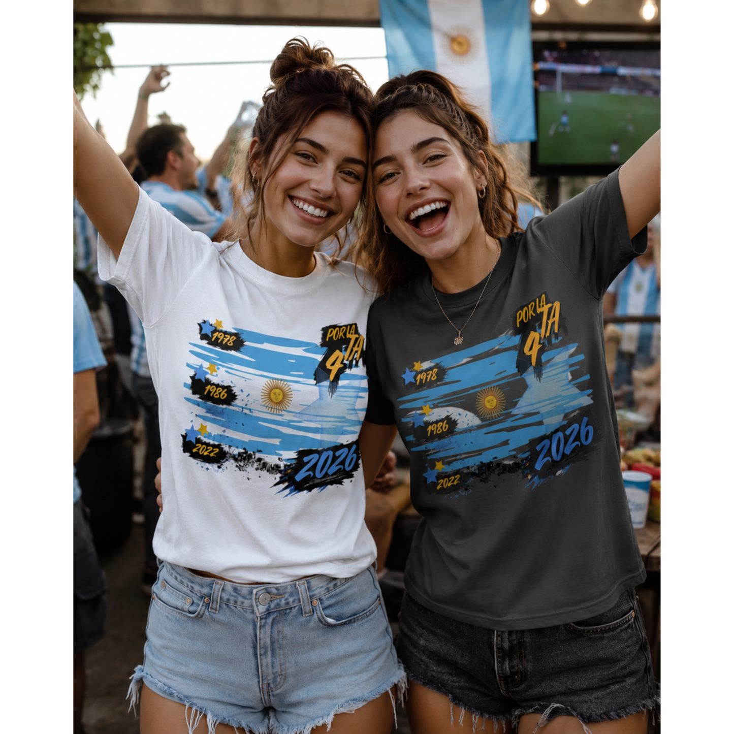 Por La 4ta Argentina Soccer Fan Shirt | Three Stars Heritage Football Tee