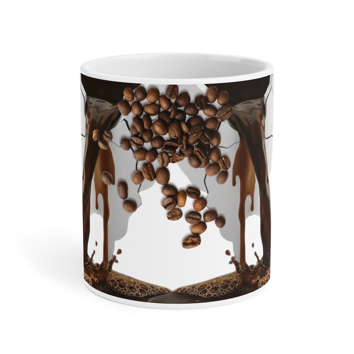 Mug with coffee bean design on a white background