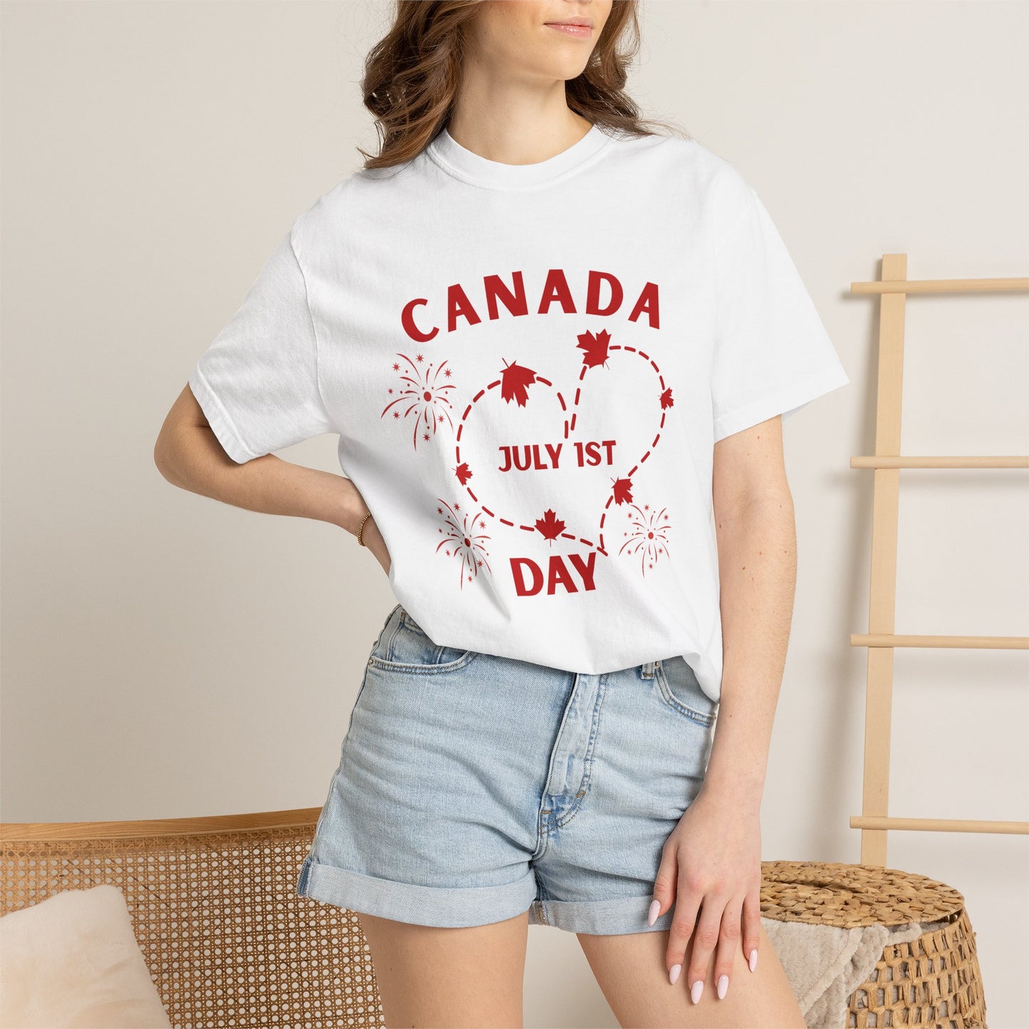 Canada Heart July 1st Day T-Shirt | Canada Day Fireworks Tee
