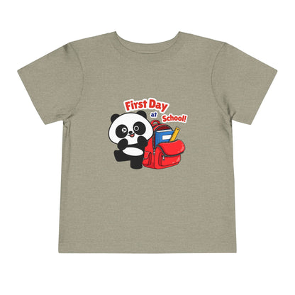First Day of School Toddler Tee - Cute Panda Backpack Design