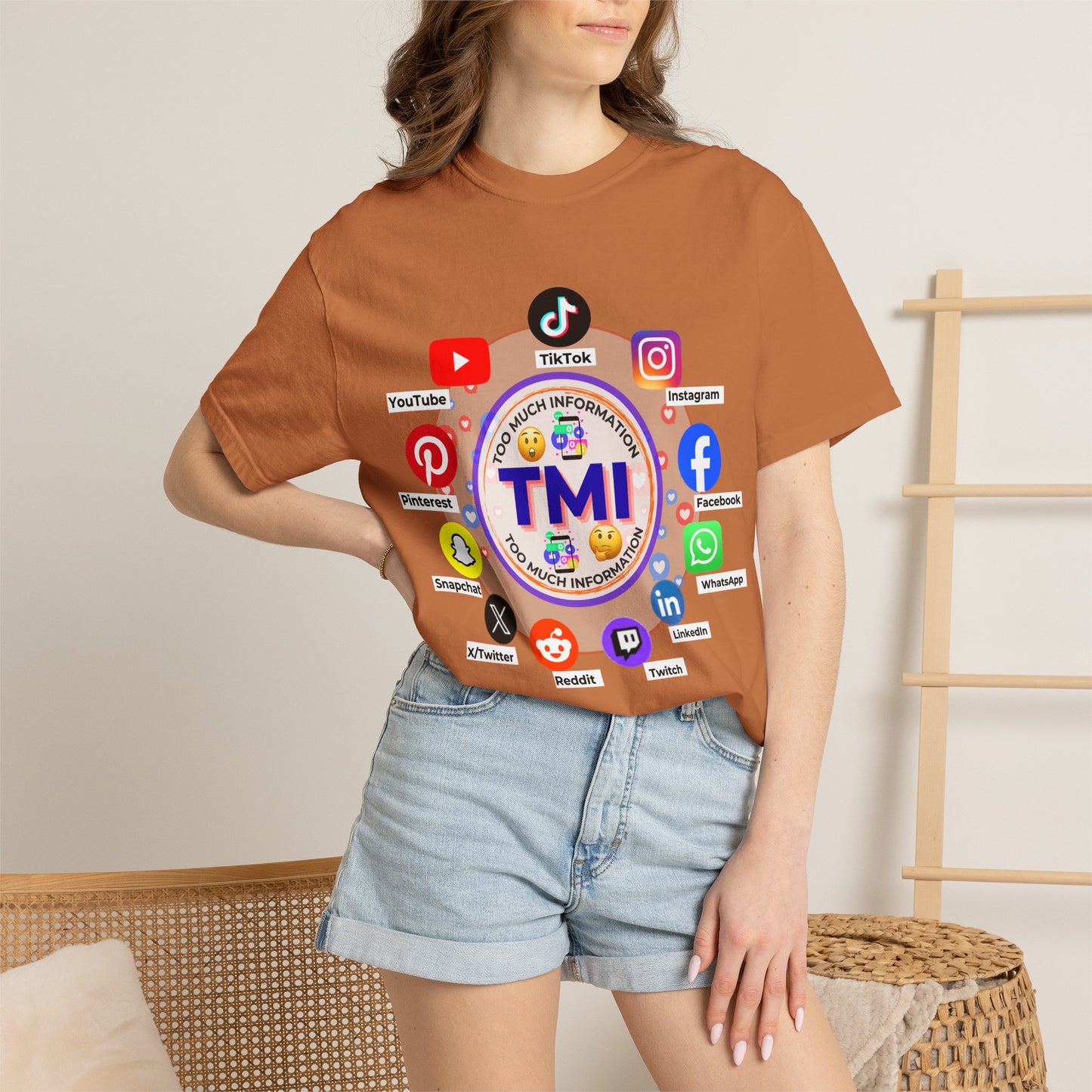 TMI (Too Much Information) Funny Graphic T-Shirt — Sarcastic Social Media Satire