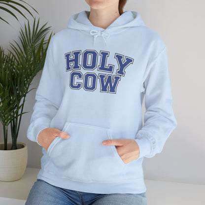 Holy Cow Collegiate Hoodie — Retro Mascot Letterman Style