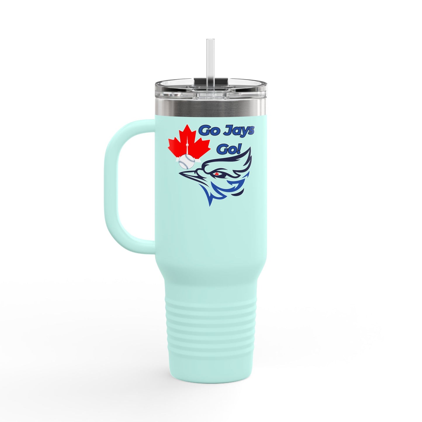 Go Jays Go! 40oz Insulated Travel Mug — Stainless Steel Baseball Fan Tumbler