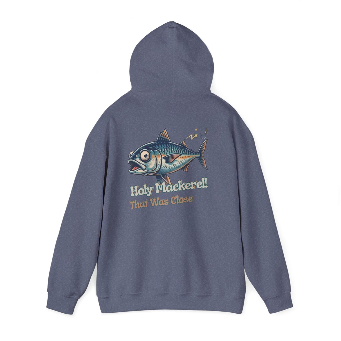 Holy Mackerel Fishing Hoodie — Retro Funny Angler Pullover Sweatshirt