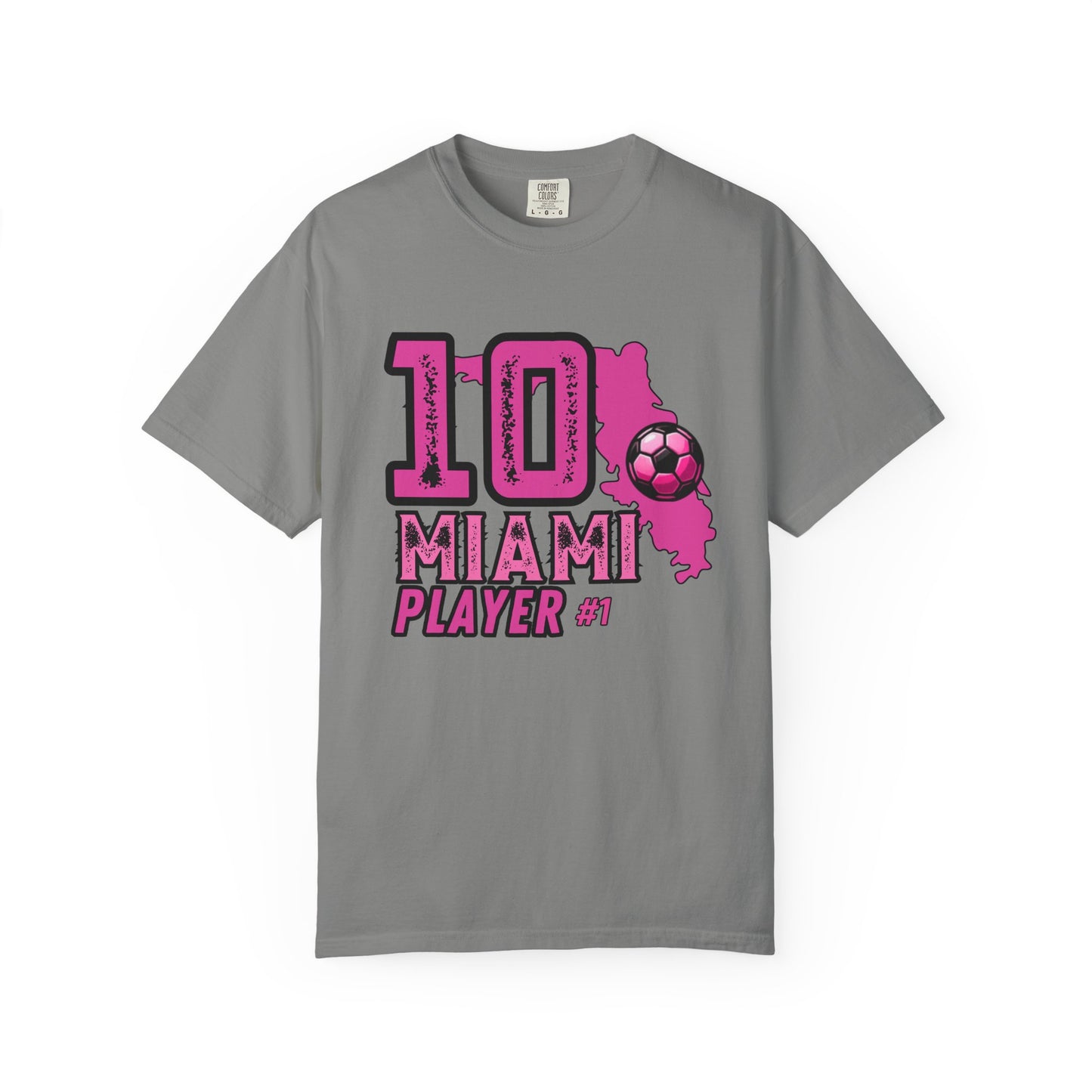 Miami # 10 Football Player T-Shirt — Athletic Garment-Dyed Soccer Tee