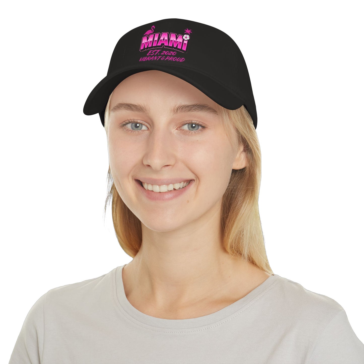 Miami Soccer Pink Flamingo Baseball Cap – Adjustable Cotton Dad Hat