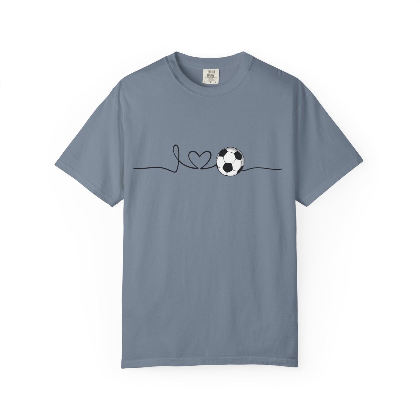 Soccer Heartbeat T-Shirt — Minimalist Line Art Graphic Tee for Soccer Lovers