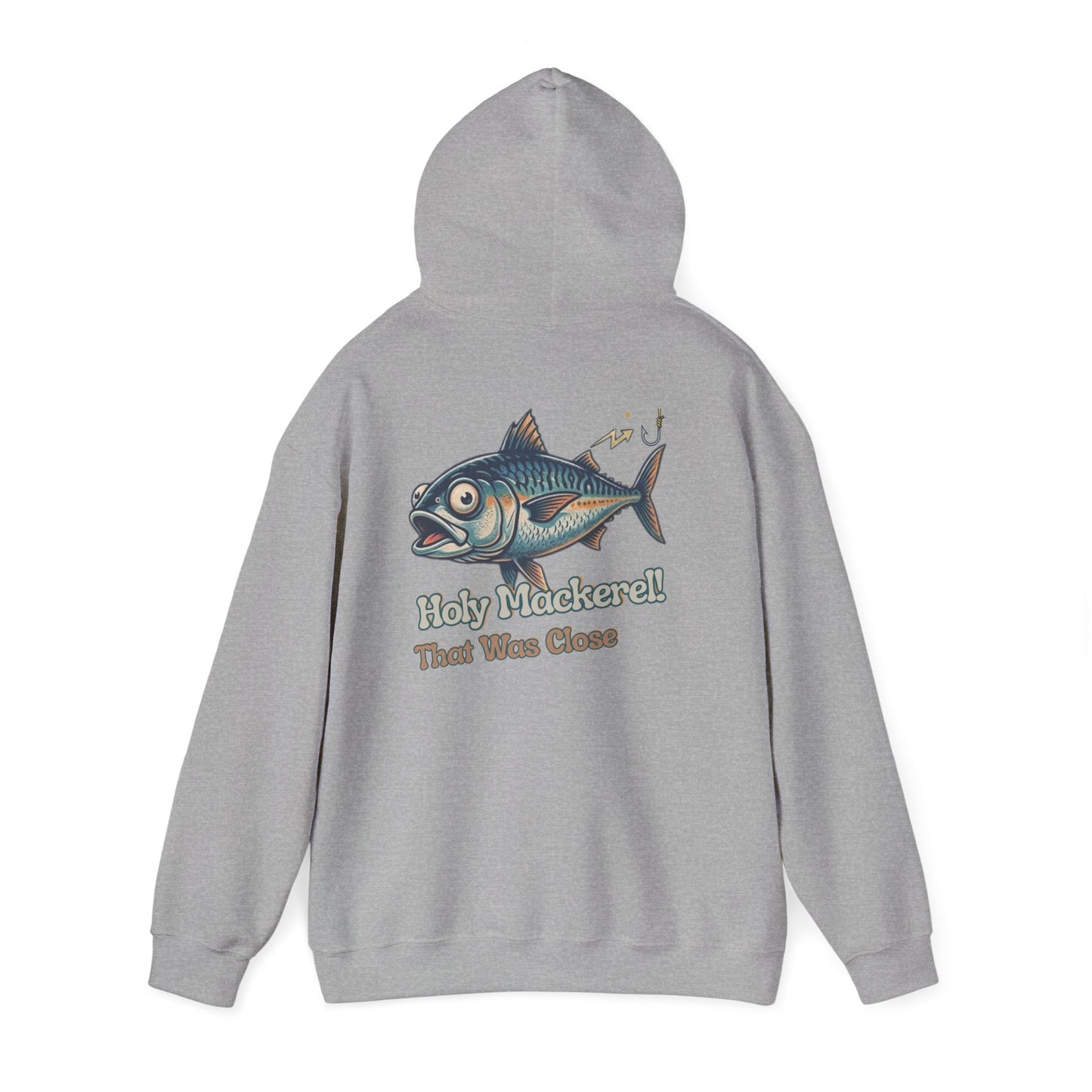 Holy Mackerel Fishing Hoodie — Retro Funny Angler Pullover Sweatshirt