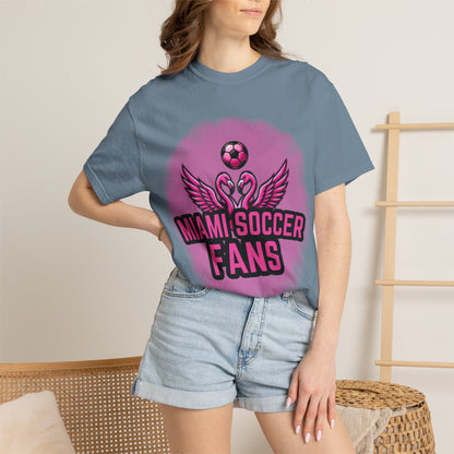 Miami Soccer Fans Pink Flamingo Heart T-Shirt