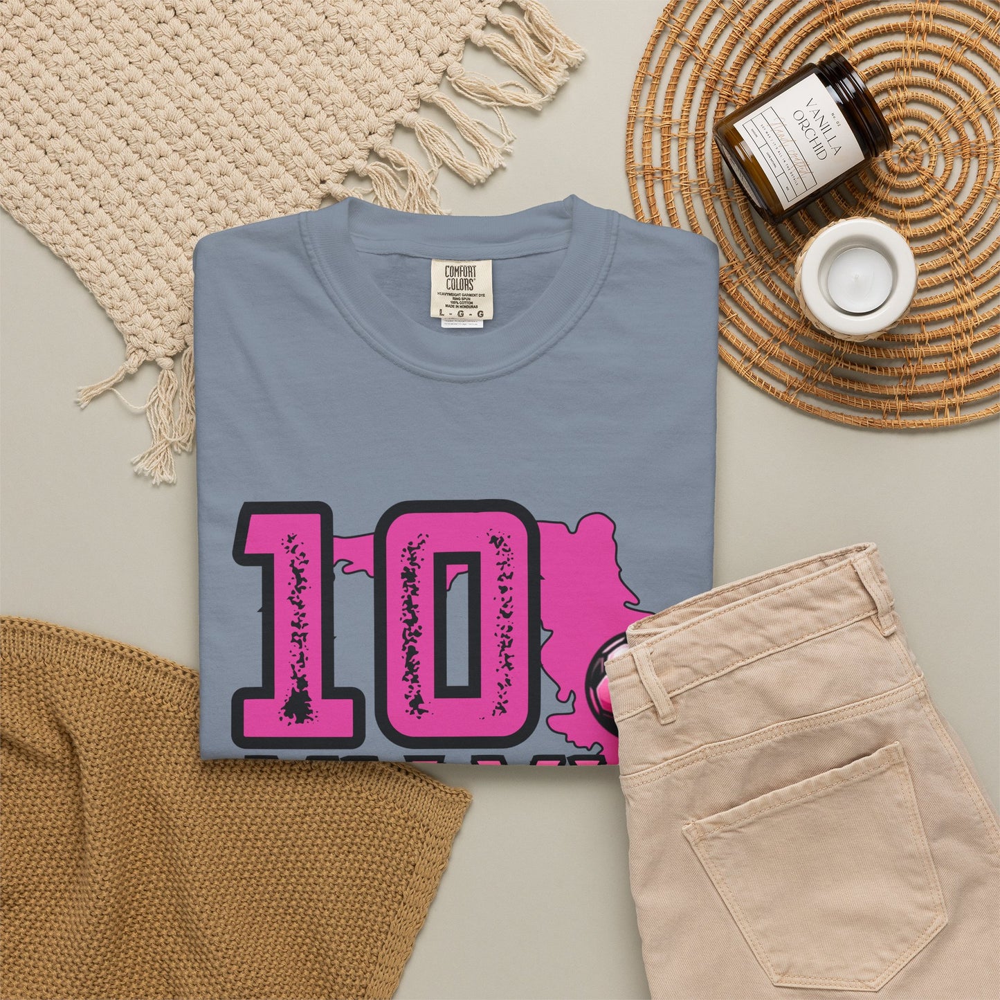 Miami # 10 Football Player T-Shirt — Athletic Garment-Dyed Soccer Tee