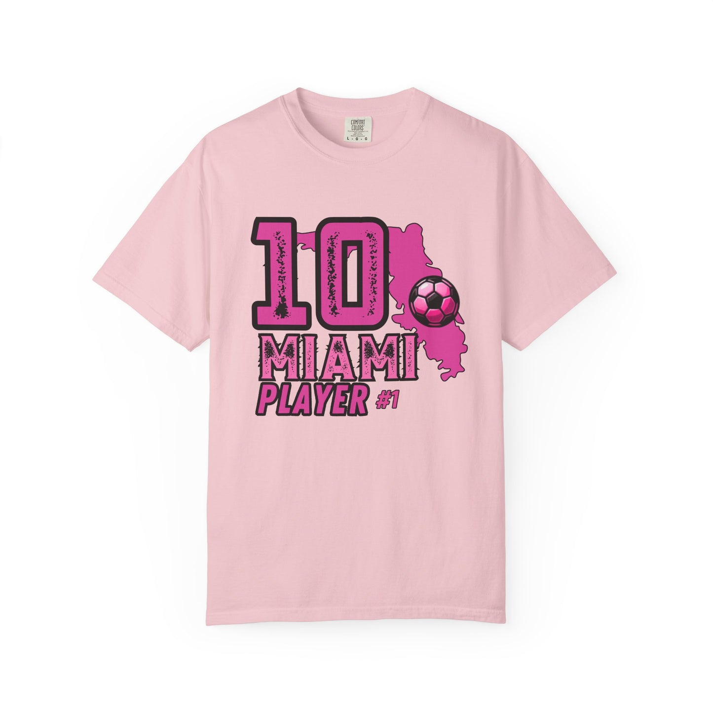 Miami # 10 Football Player T-Shirt — Athletic Garment-Dyed Soccer Tee
