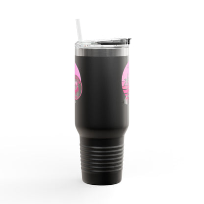 Miami Fan Club Soccer 40oz Insulated Travel Mug — Tropical Pink Sports Tumbler with Handle
