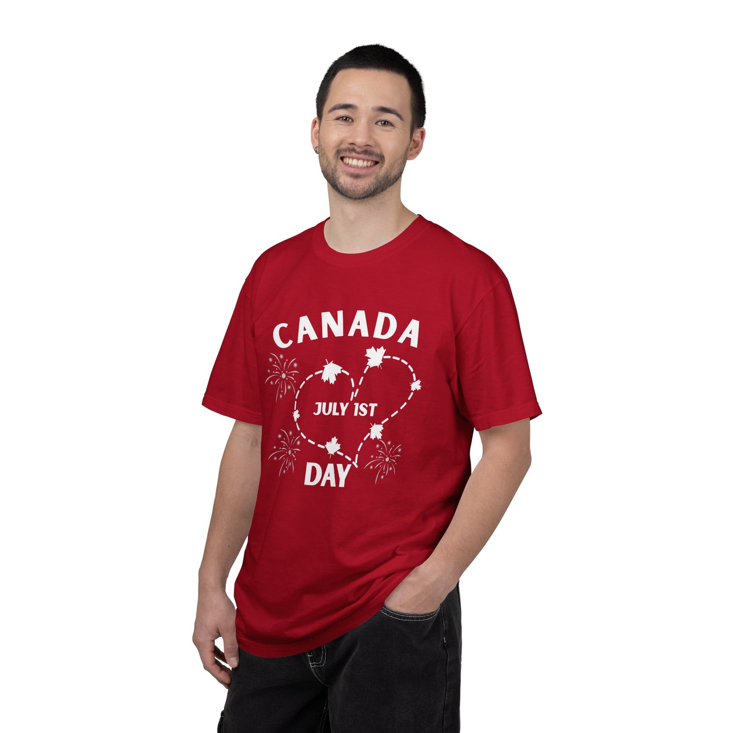Canada Heart July 1st Day T-Shirt | Canada Day Fireworks Tee