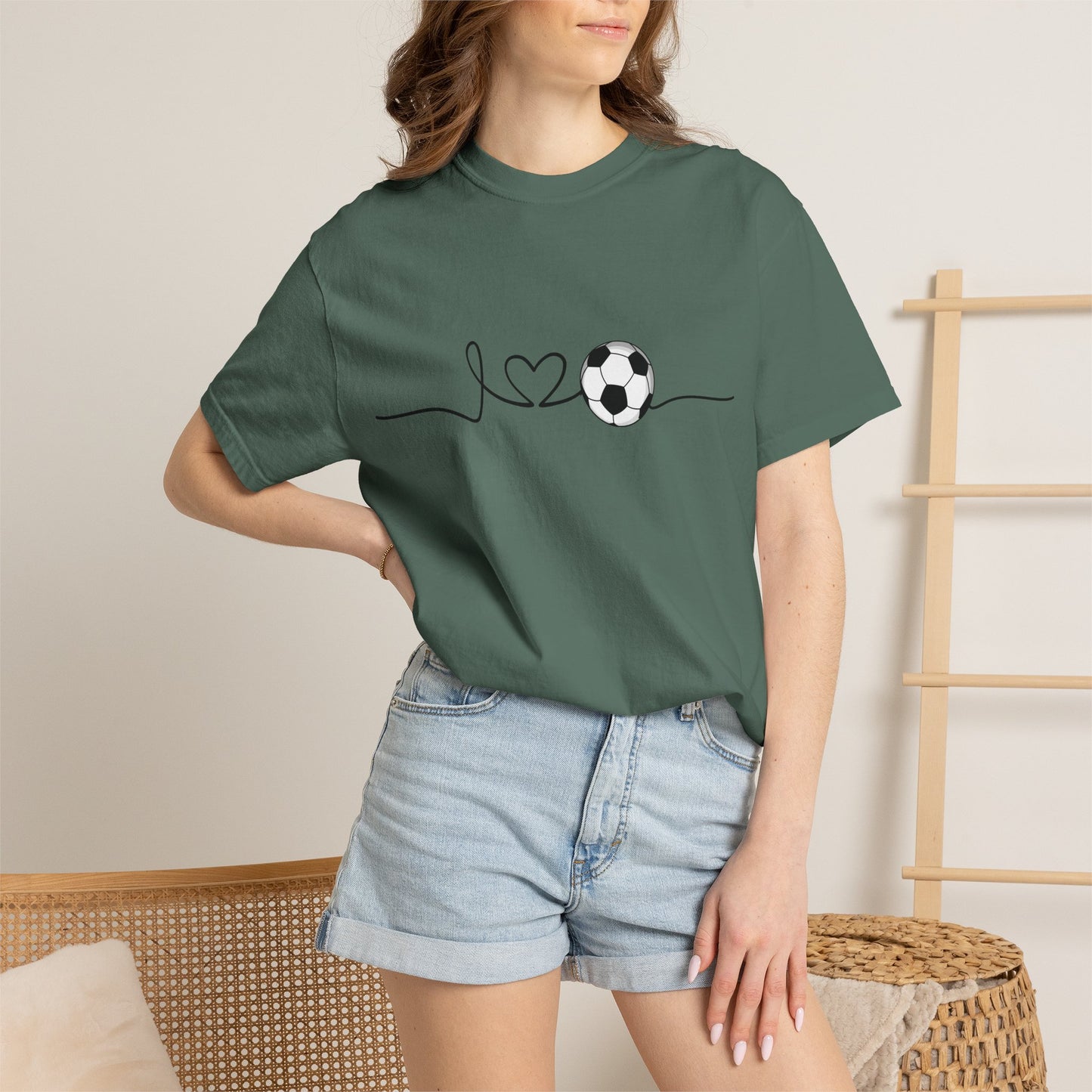 Soccer Heartbeat T-Shirt — Minimalist Line Art Graphic Tee for Soccer Lovers