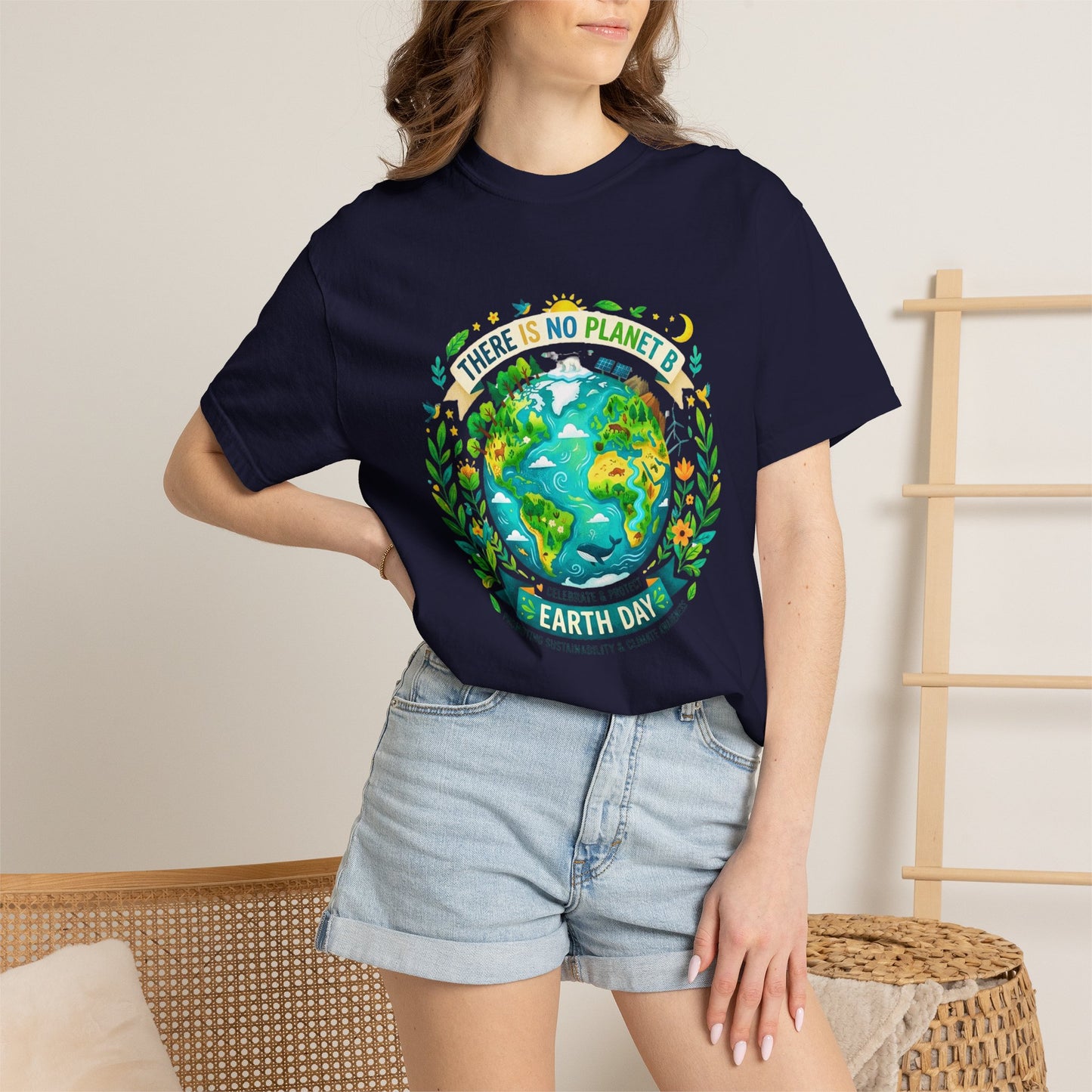 Earth Day T-Shirt — "There Is No Planet B" Eco Floral Earth Illustration