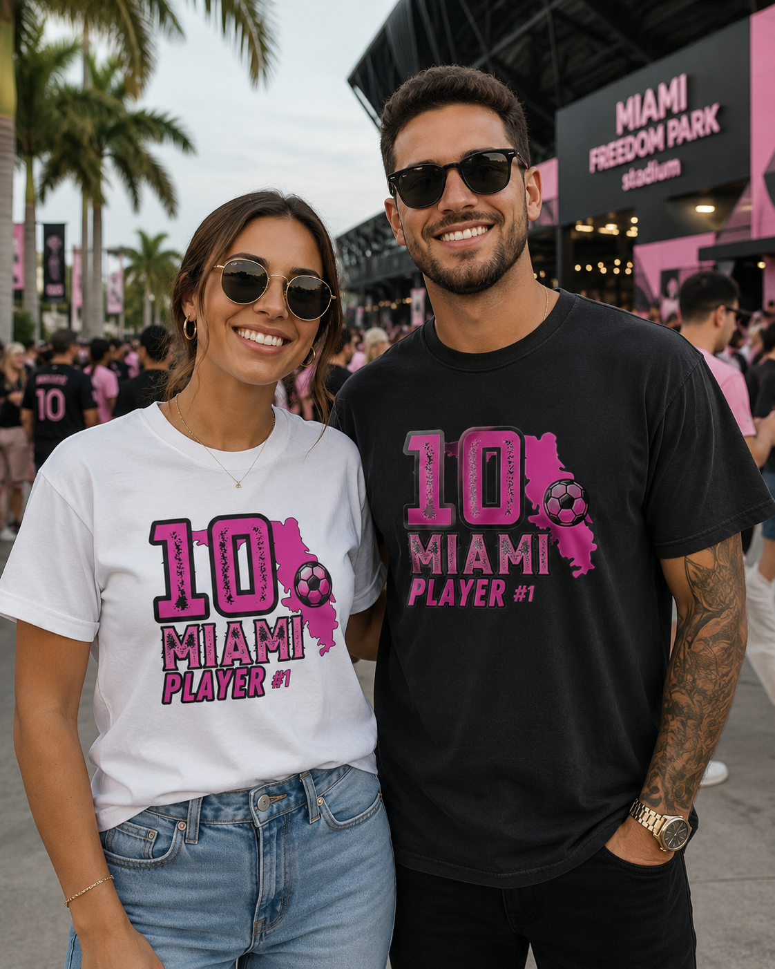 Miami # 10 Football Player T-Shirt — Athletic Garment-Dyed Soccer Tee