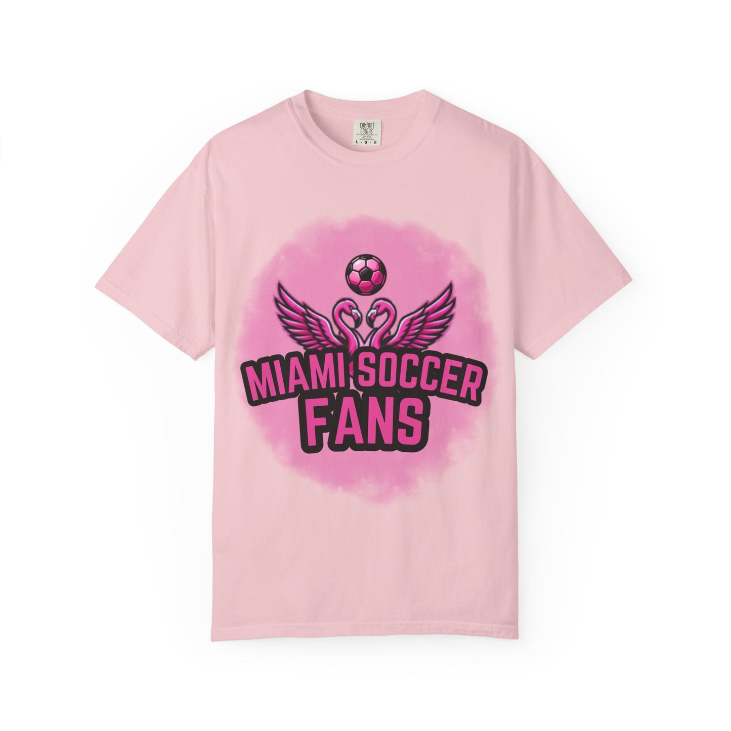 Miami Soccer Fans Pink Flamingo Heart T-Shirt