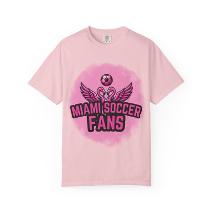 Miami Soccer Fans Pink Flamingo Heart T-Shirt