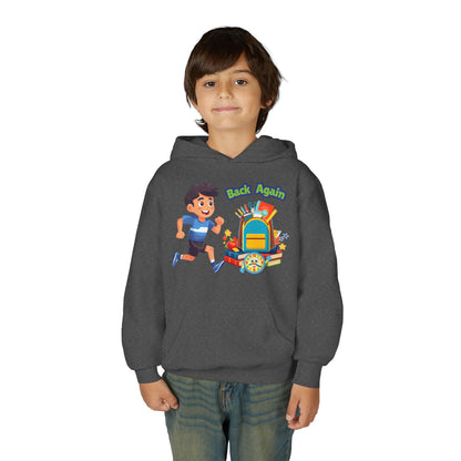 Kids "Back Again" School Backpack Hoodie — Youth Back-to-School Sweatshirt