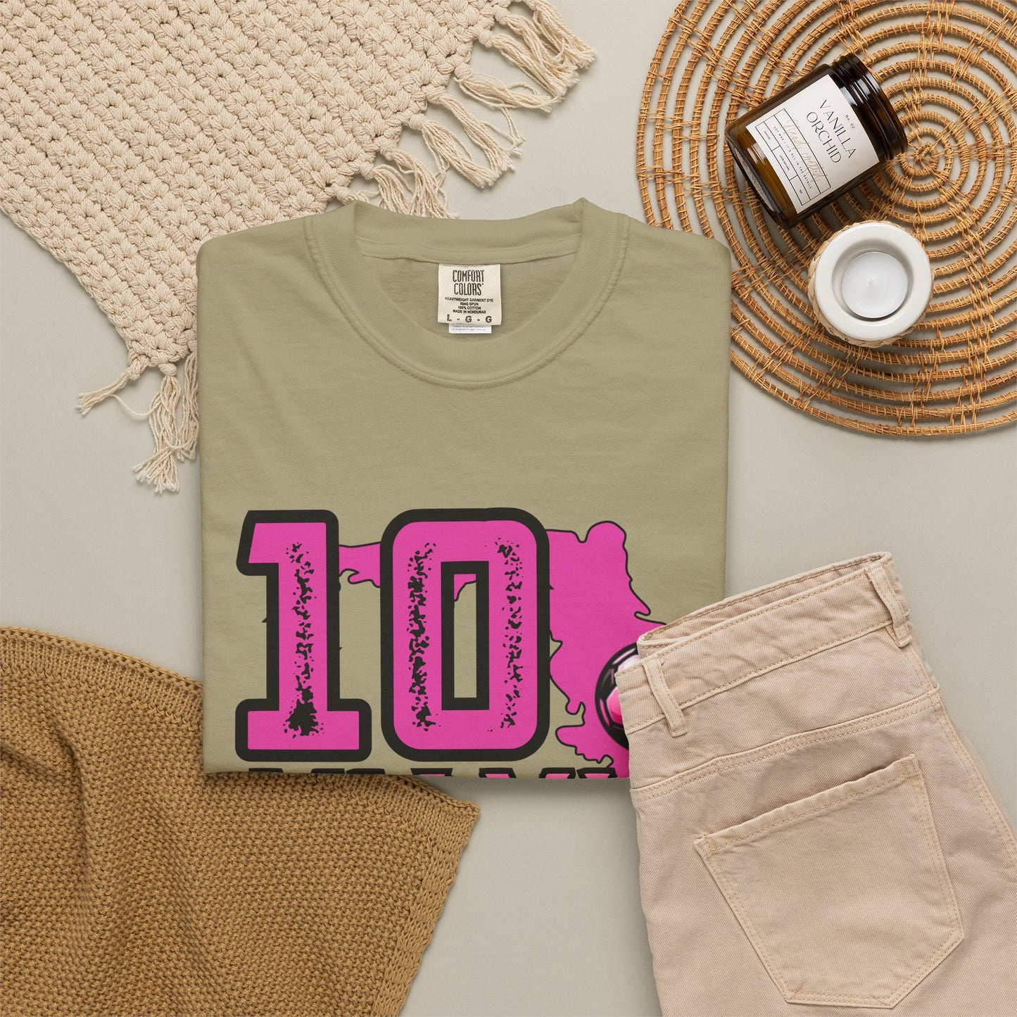 Miami # 10 Football Player T-Shirt — Athletic Garment-Dyed Soccer Tee