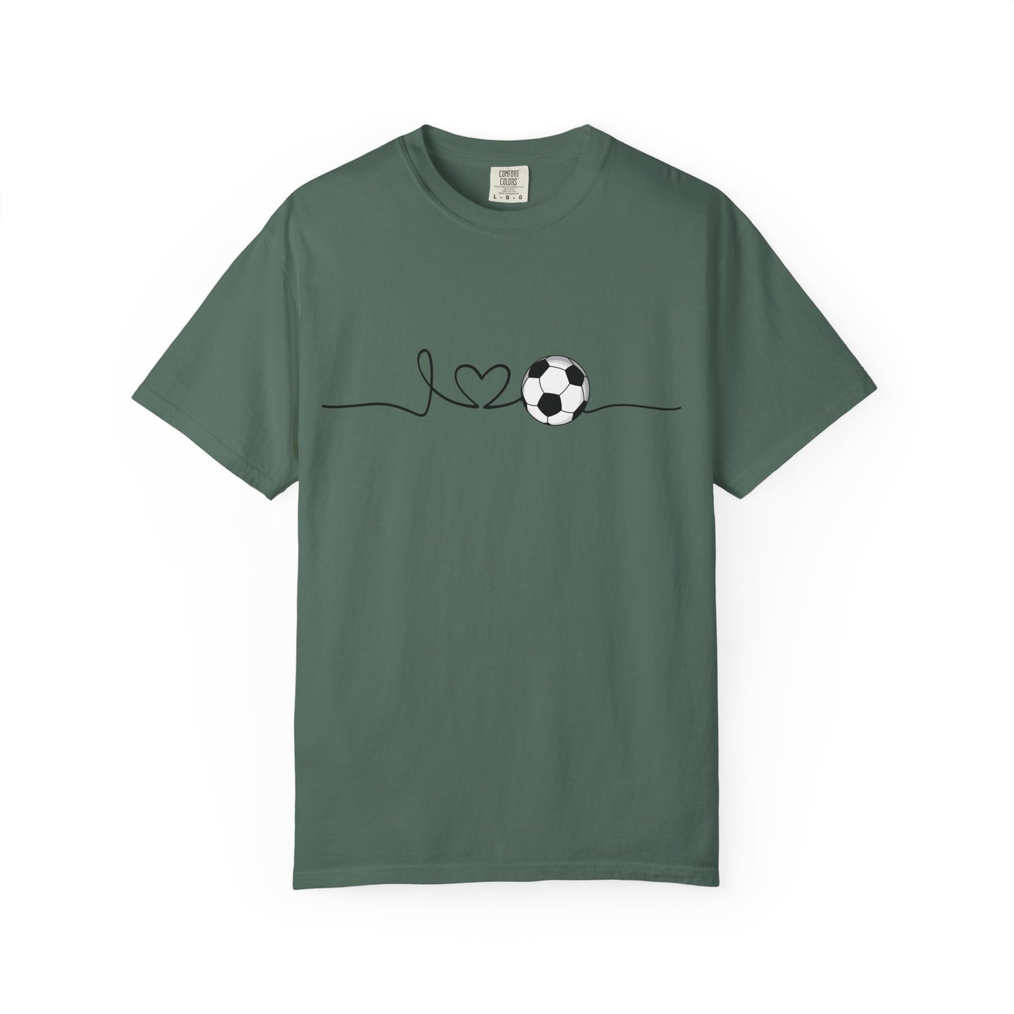 Soccer Heartbeat T-Shirt — Minimalist Line Art Graphic Tee for Soccer Lovers