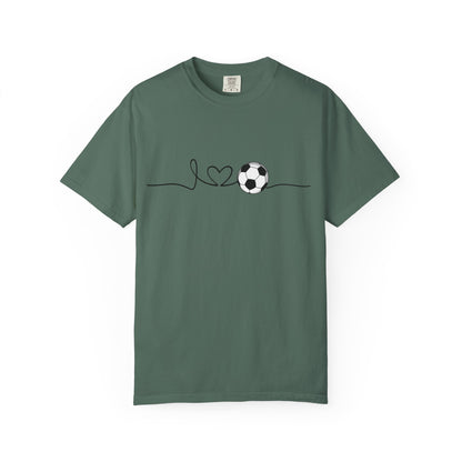 Soccer Heartbeat T-Shirt — Minimalist Line Art Graphic Tee for Soccer Lovers