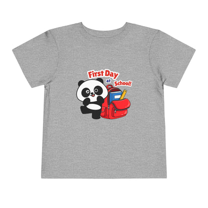 First Day of School Toddler Tee - Cute Panda Backpack Design