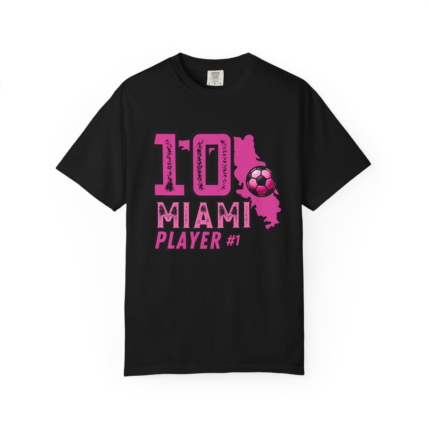 Miami # 10 Football Player T-Shirt — Athletic Garment-Dyed Soccer Tee