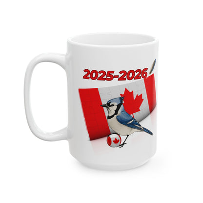 Ceramic Mug - Canadian B Jays Nature Lover Gift 11oz or 15oz Wildlife Decor Coffee Cup Canada Day Birdwatching