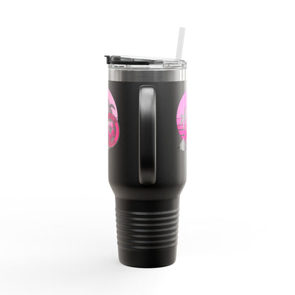 Miami Fan Club Soccer 40oz Insulated Travel Mug — Tropical Pink Sports Tumbler with Handle