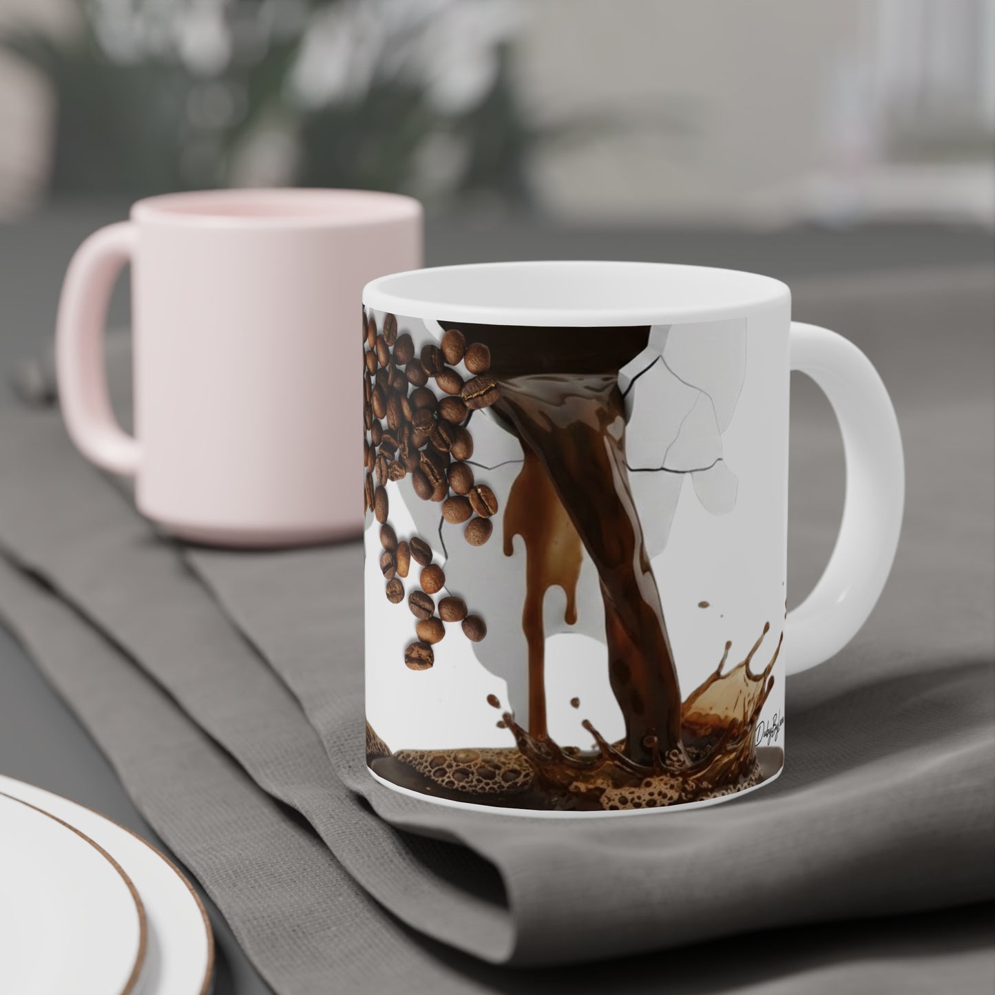 Pouring Beans Ceramic Coffee Mug — 11/15/20oz Microwave & Dishwasher Safe