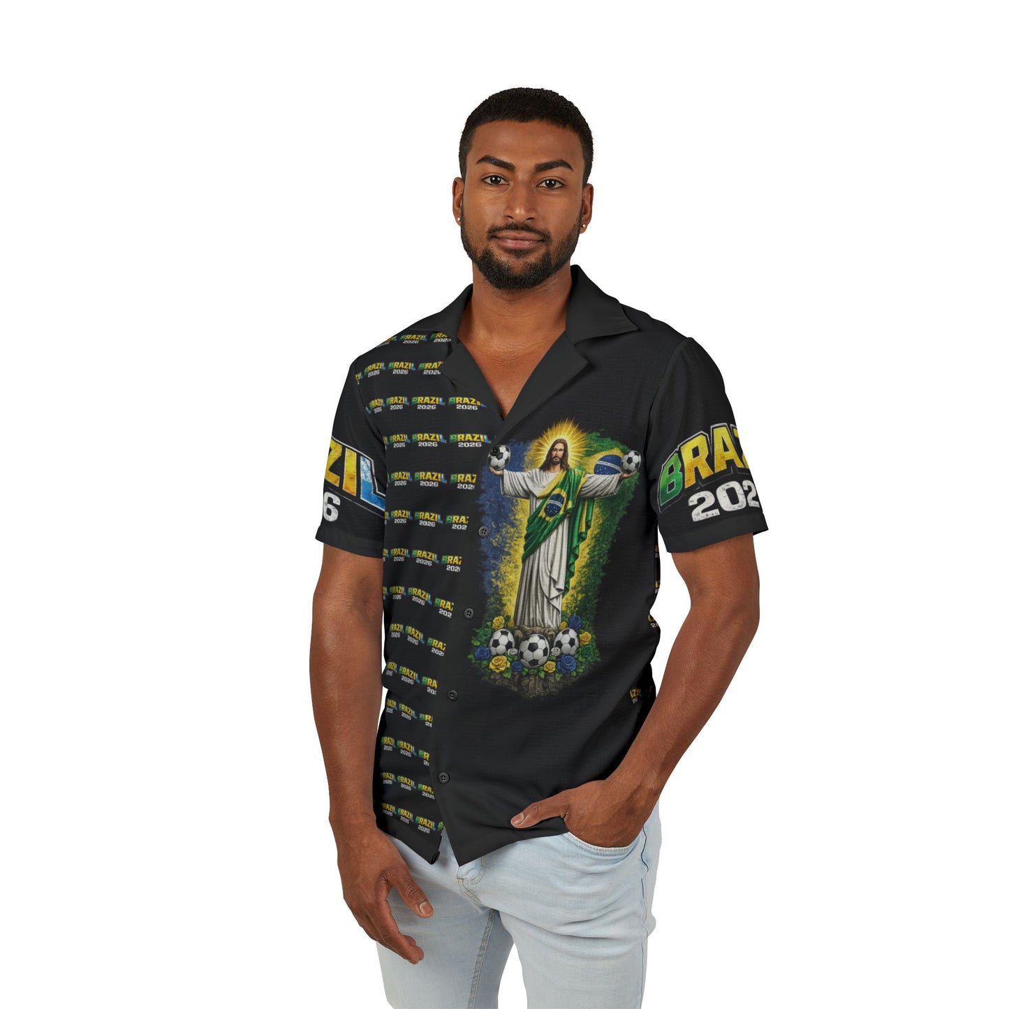Brazil Soccer Camp Shirt — Tropical All-Over Print Fan Shirt