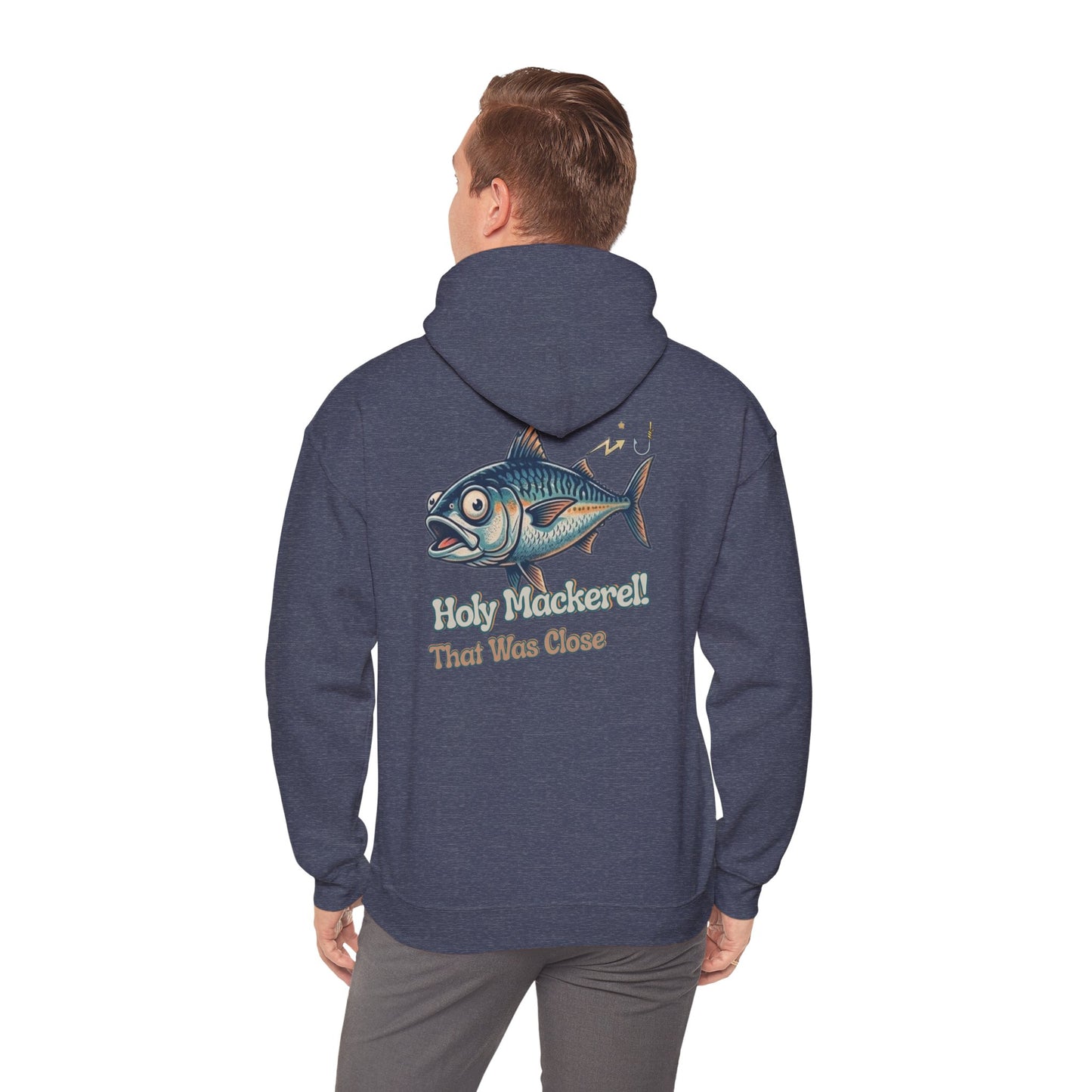 Holy Mackerel Fishing Hoodie — Retro Funny Angler Pullover Sweatshirt
