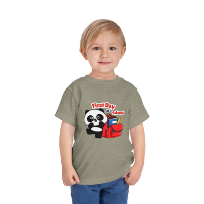 First Day of School Toddler Tee - Cute Panda Backpack Design