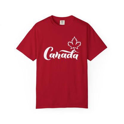 Canada Day Maple Leaf & Heart T-Shirt — Canadian Pride Script Tee