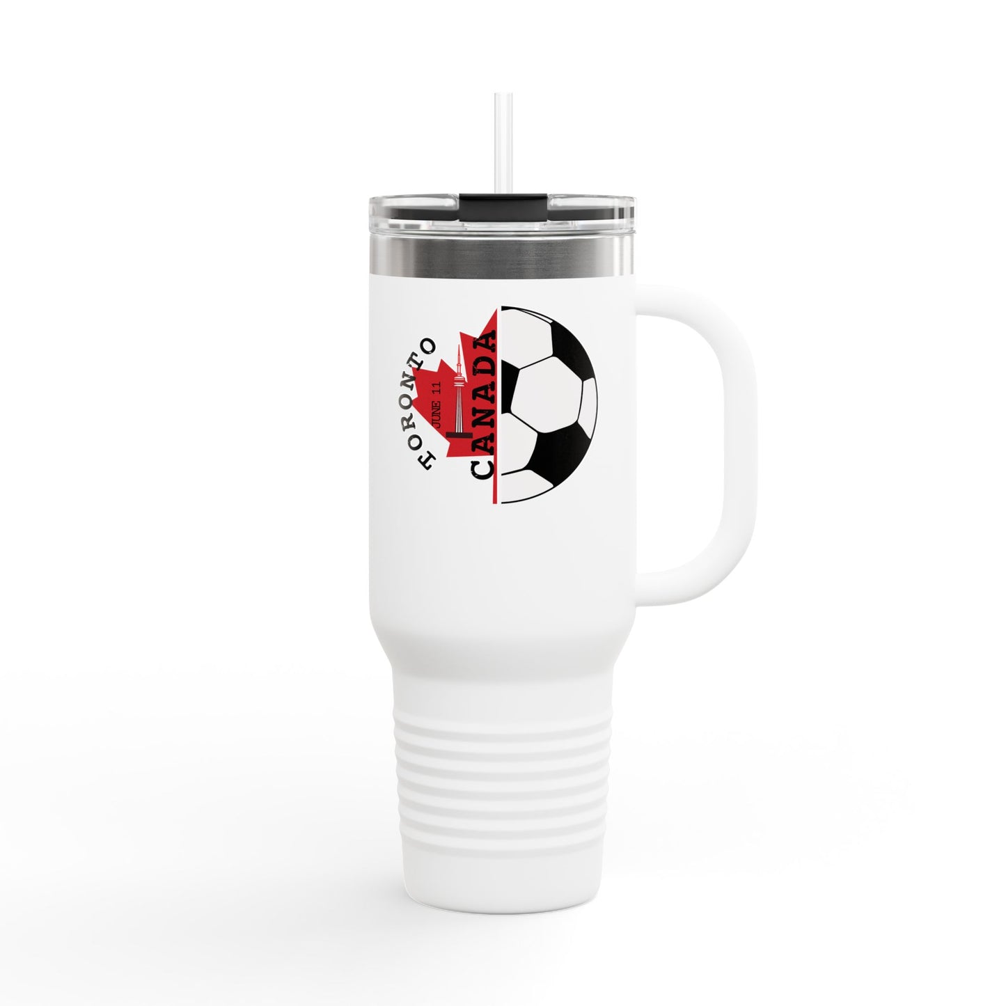 Toronto Soccer Maple Leaf 40oz Insulated Travel Mug with Handle & Straw