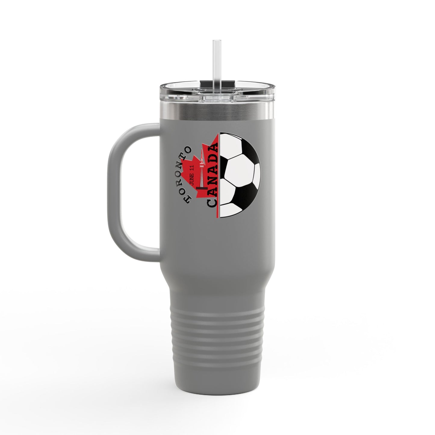 Toronto Soccer Maple Leaf 40oz Insulated Travel Mug with Handle & Straw