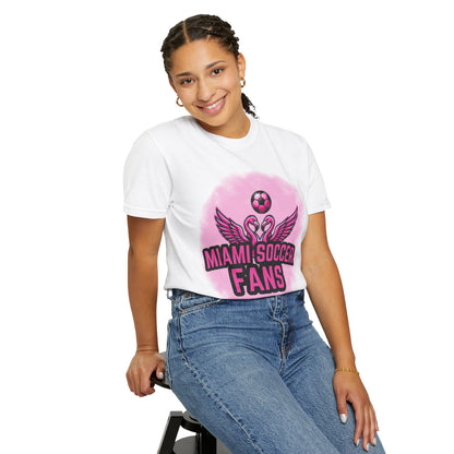 Miami Soccer Fans Pink Flamingo Heart T-Shirt