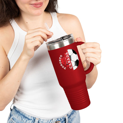 Toronto Soccer Maple Leaf 40oz Insulated Travel Mug with Handle & Straw