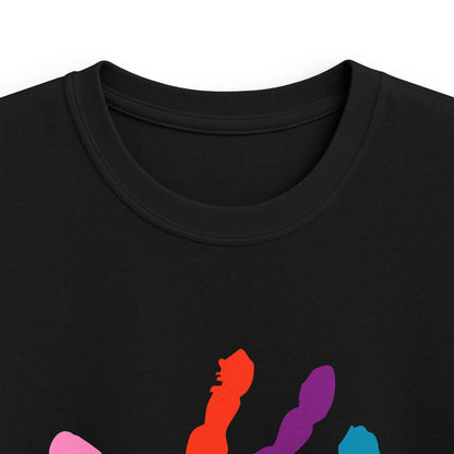 First Year of School Kids T-Shirt — Colorful Handprint Tee