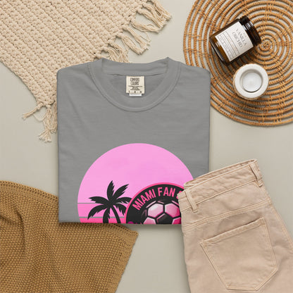 Miami Soccer Fan Club T-Shirt — Retro Pink Flamingo Game Day Tee