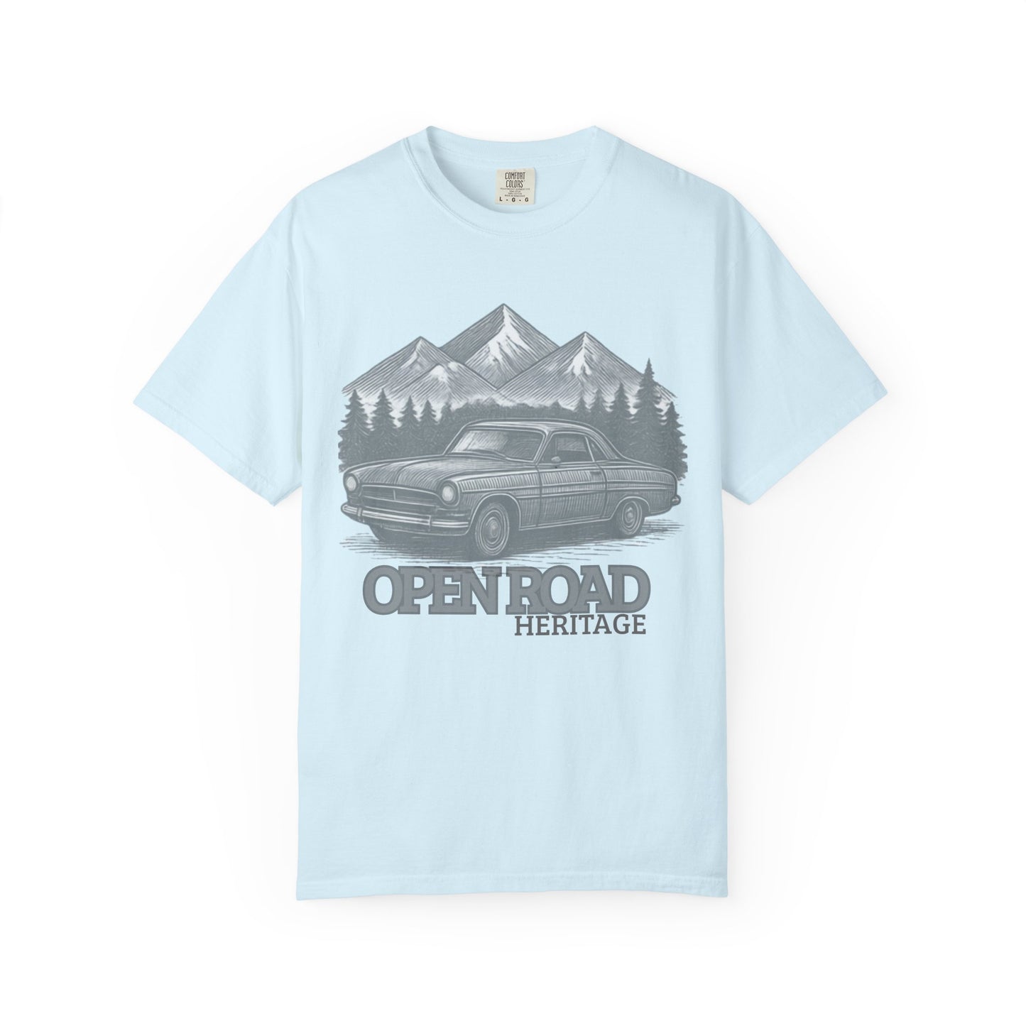 Vintage Open Road Heritage Classic Car Tee — Retro Mountain Driving