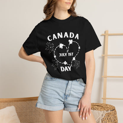 Canada Heart July 1st Day T-Shirt | Canada Day Fireworks Tee