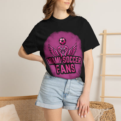 Miami Soccer Fans Pink Flamingo Heart T-Shirt