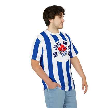 Striped Go Jays Club Tee — Blue & White Fan Shirt
